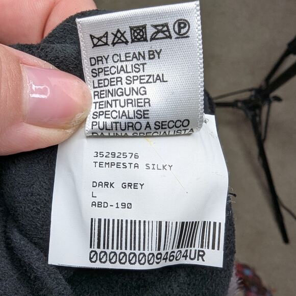 Vtg Y2K Pasha Veneto Dark Gray Lamb Leather Fur Reversible Button Up Coat L - Picture 9 of 9